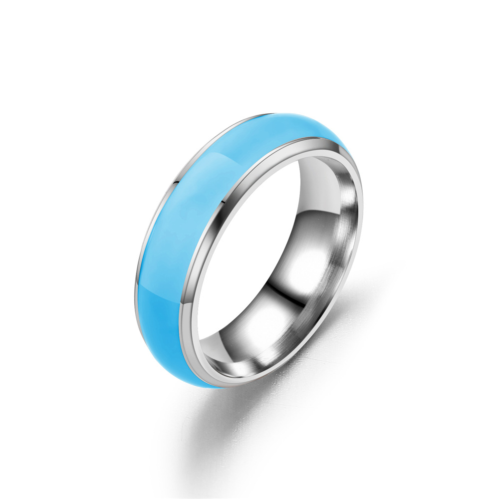 Anillos luminosos de acero inoxidable Unisex para hombres, Bar, , anillo fluorescente brillante para mujeres, joyería novedosa para WC040: 7 / Rojo