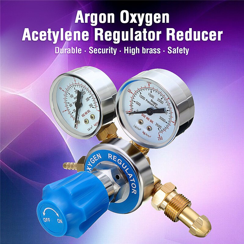 Argon Oxygen/Acetylene Regulator Reducer Mig Flow Meter Pressure Gas Solid Brass Welding Fit Victor Gas Torch Cutting