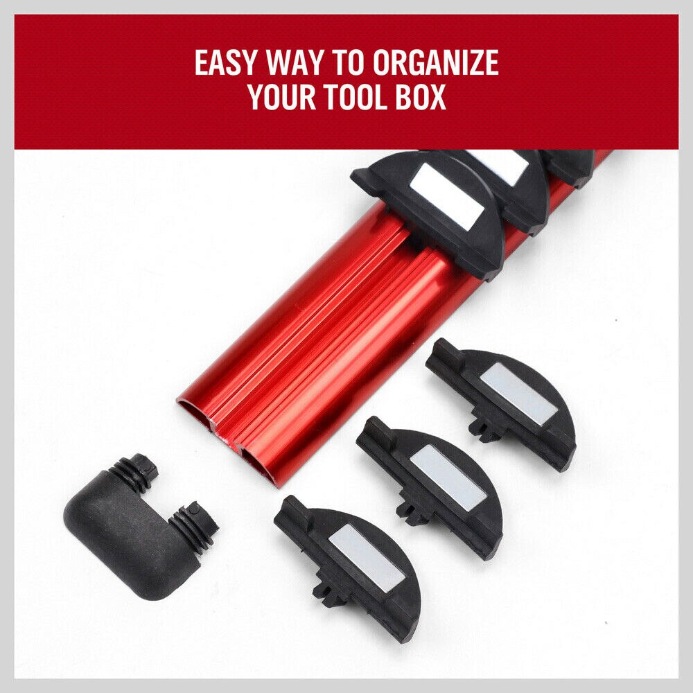 -SEDY Magnetic Spanner Holder Aluminum 15 Wrench Rack Tool Screwdriver Organizer Red