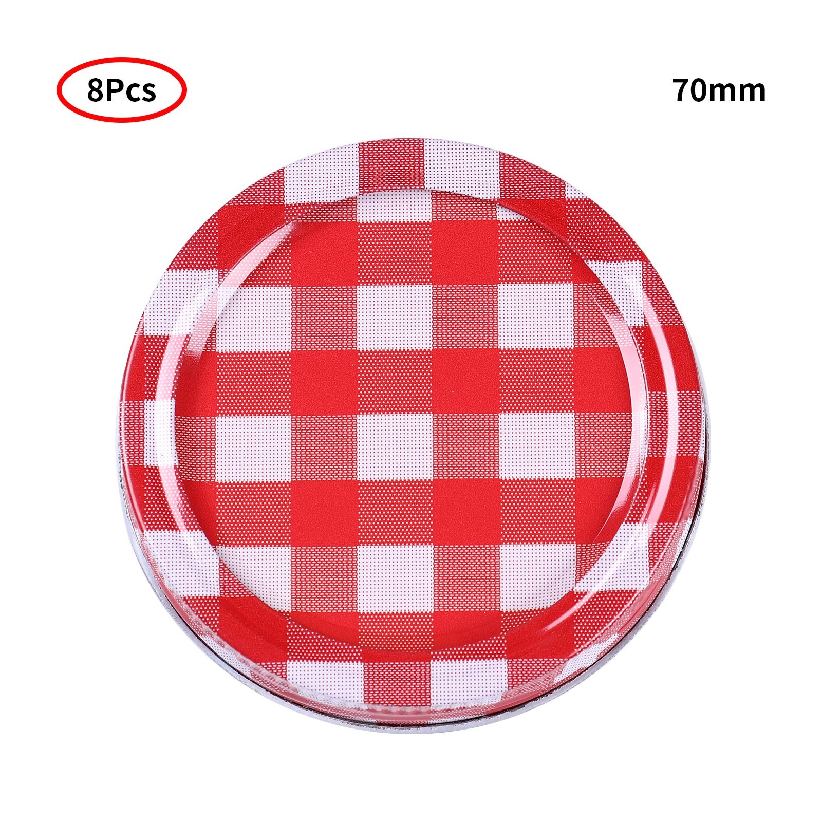 8Pcs 70mm Stainless Steel Mason Jar Lids Leak Proof Plaid Glass Canning Jar Lid Storage Caps for Regular Mouth/Wide Mouth Jars: Default Title