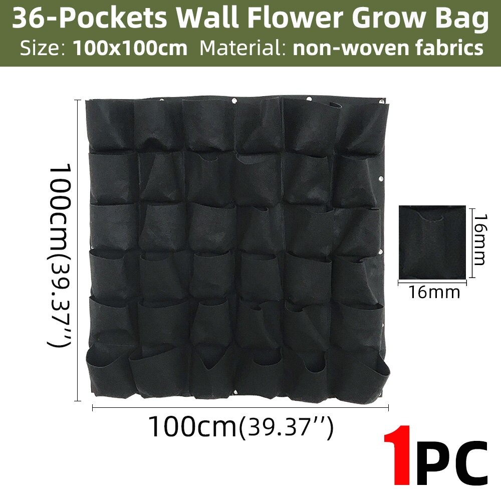 36-kieszenie 1x1m 5 kolorów kwiaty na ścianę rosną torby kieszeń pionowy ogród sadzenia wiszące domu roślin narzędzia tkaniny sadzarka warzyw: D-1szt
