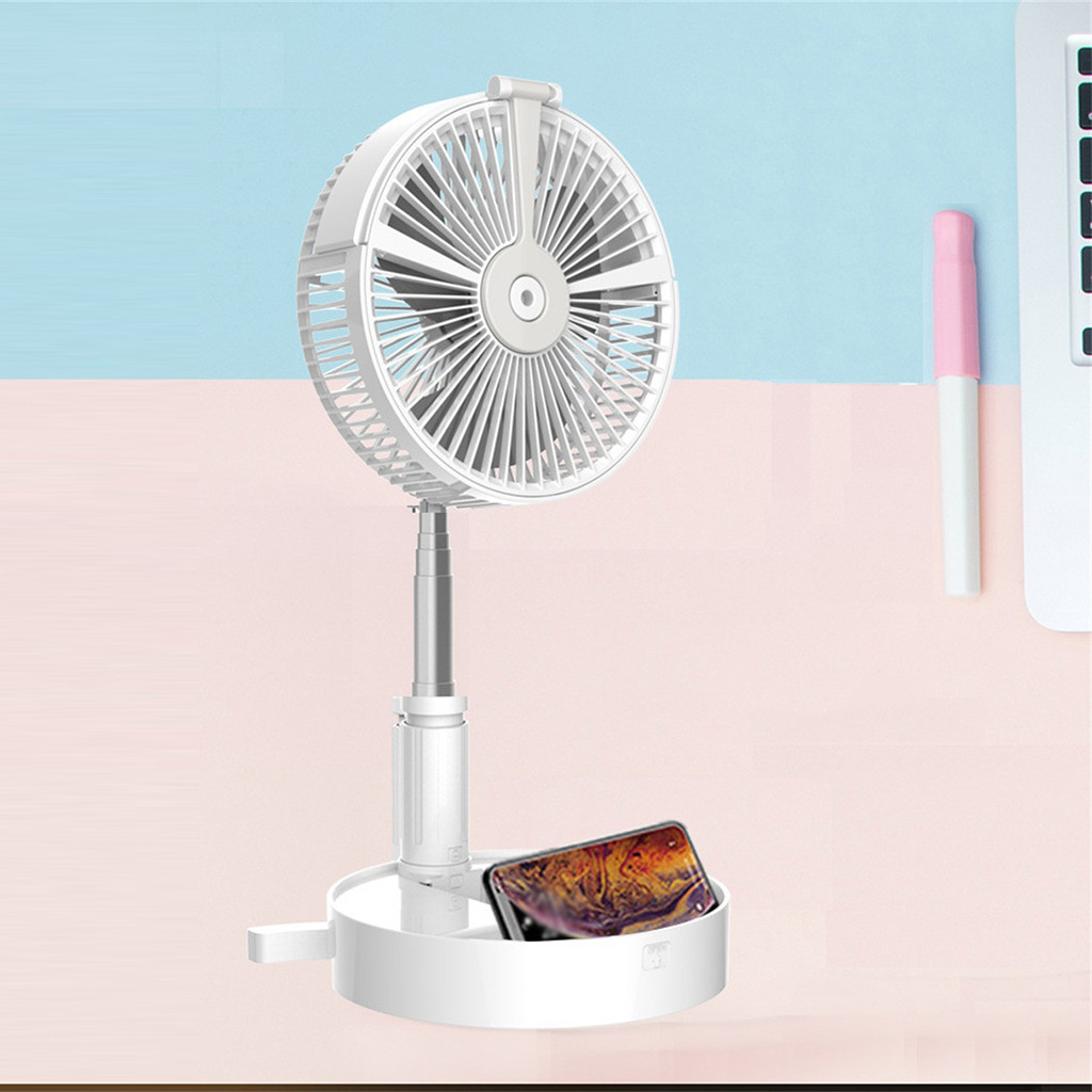 OUKITEL Mini Rechargeable Fan - Foldable, Telescopic, Humidifier, Phone Holder, Quiet Operation