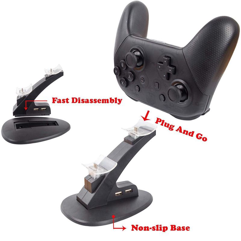 Voor nintendo switch pro controller oplader - dual controller oplader oplaadstation voor nintendo switch pro controller