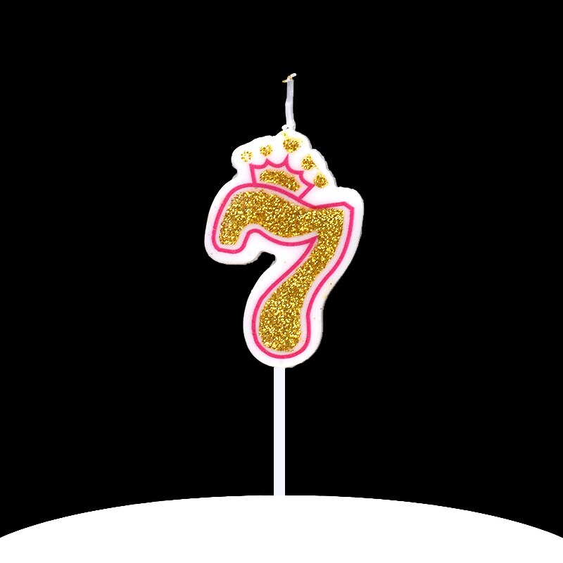 Cakelove 1Pcs Shinning Gold Pink/Blue Happy Birthday Number Candles 0-9 for Kids Adult Girls Birthday Party Crown Candles Cake: pink 7