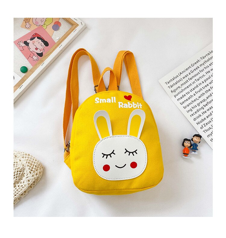Unisex cartoon print rugzak baby schattige rits schooltas met verstelbare bandjes schattig: Geel
