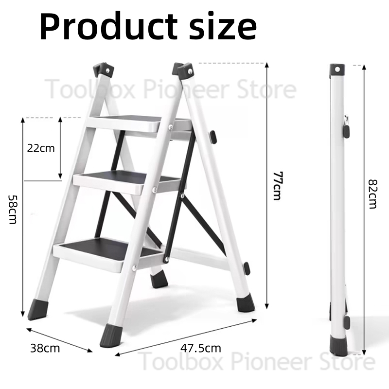 Multifunctional Folding Ladder 2/3 Foldable House Ladder Protable Ladder Stable Household Step Stool Storage Shelf For Home: Deep Purple