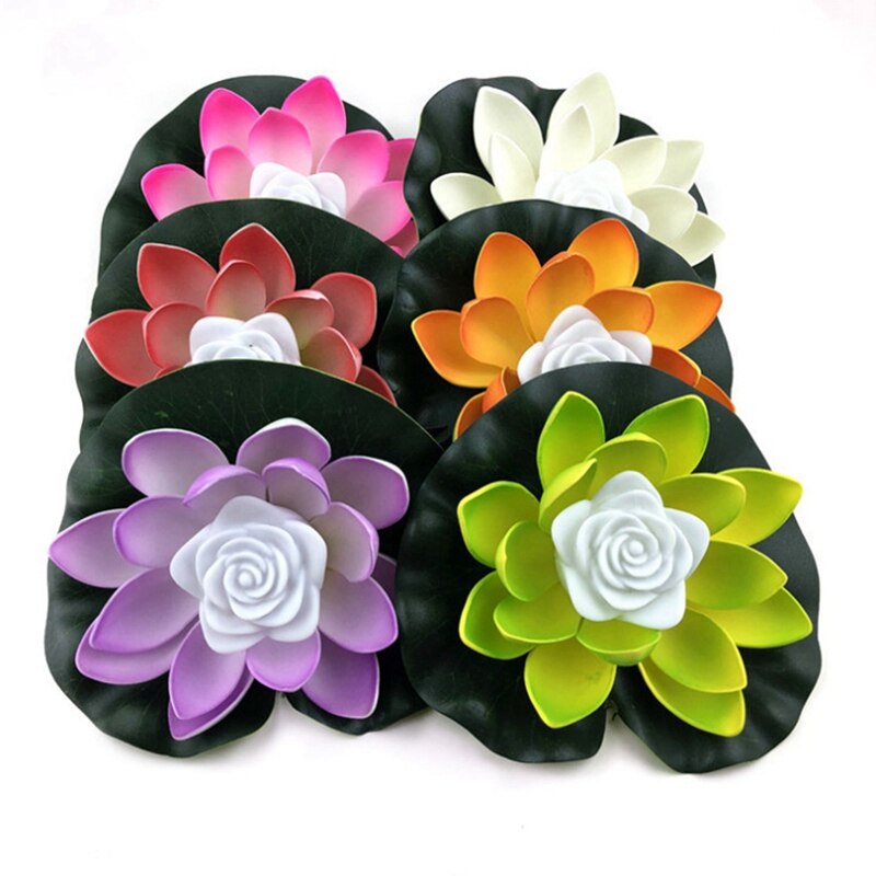 LED Floating Lotus Flower Lamps Decorations On Water Swimming Pool Garden Light Garden Tank Pond Decor