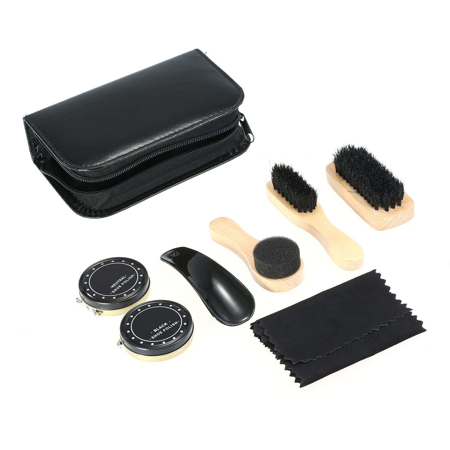 6/8 Uds. Pinceles para esmalte brillante caja de cilindro Kit herramienta de cuidado para el calzado cepillo de zapatos juego de brochas de madera accesorios de limpieza del hogar
