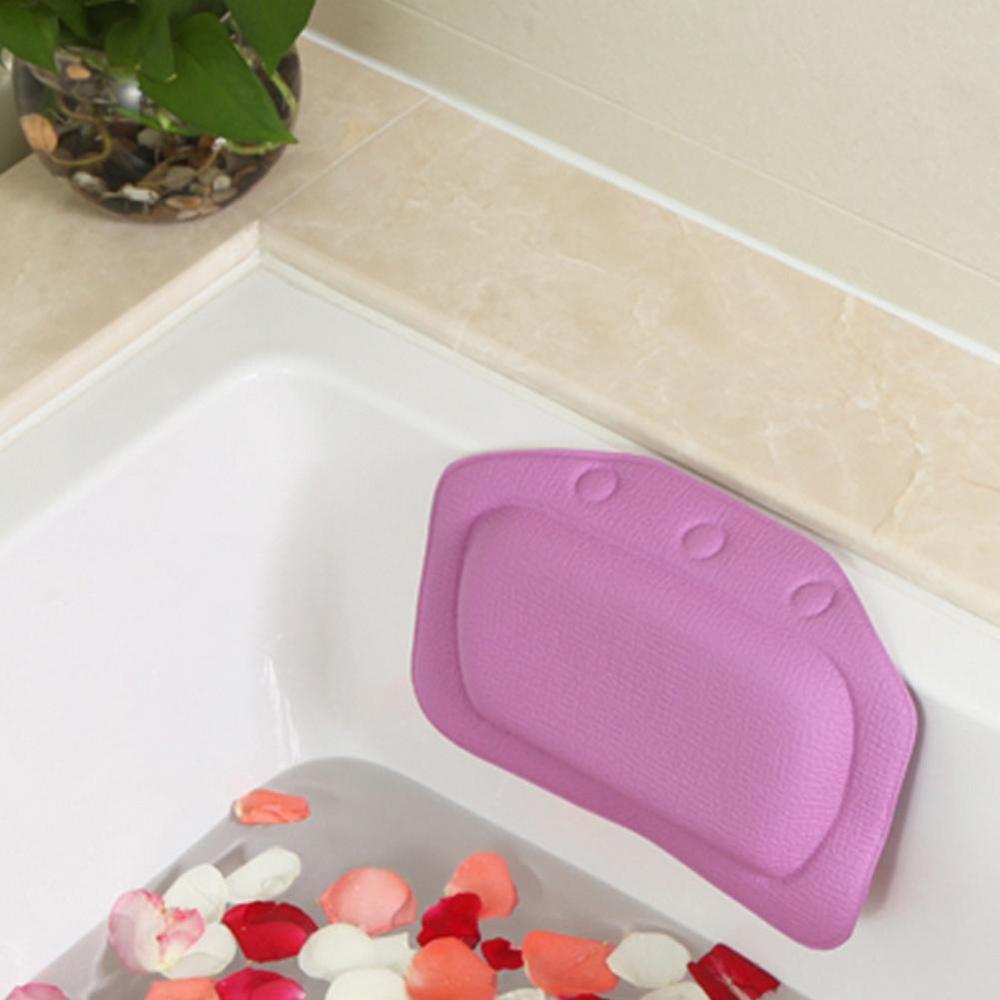 Cojín de baño SPA hogar bañera almohada PVC cuello bañera cojín de peluche para niño taza reposacabezas accesorios bañera succión baño J0D6