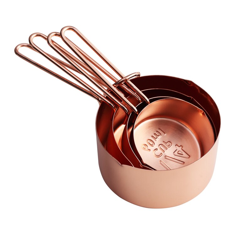 Rostfritt stål mätskedar pläterade koppar roséguld mätskedar och koppar set köksprylar bakverktyg