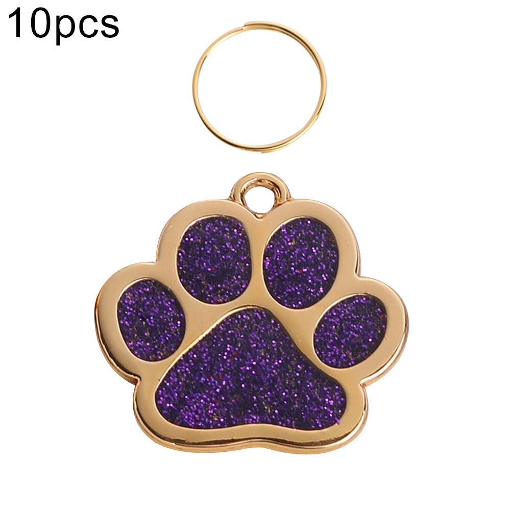 Étiquette d'identification pour animaux de compagnie, 10 pièces, collier en forme de griffe, pendentif, porte-clés, sac, décor, étiquette nom de patte, pendentif, accessoires pour animaux de compagnie, Anti-perte: Violet