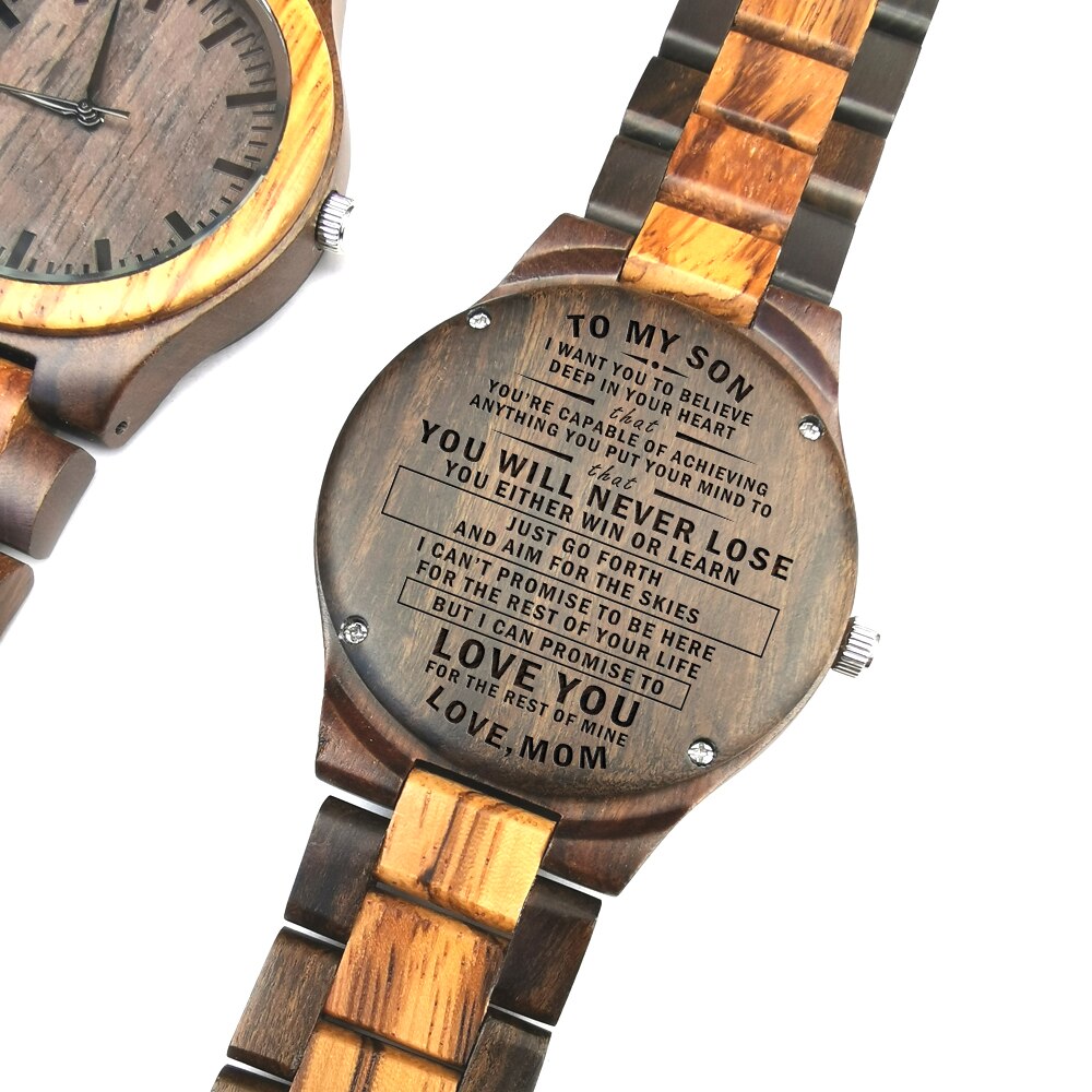 Aan mijn zoon - je bent in staat om alles te bereiken als je je er maar op richt houten gegraveerd horloge gegraveerd heren sandelhout horloge