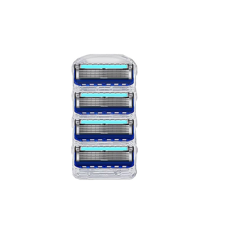 Maquinilla de afeitar Manual para hombres, hoja de cinco capas sin soporte para cuchillos, cuchillas de afeitar de acero inoxidable, sin daños en la piel, afeitadora de estilo antiguo: Blanco