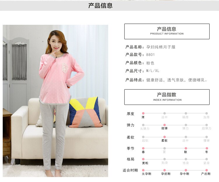 Pijamas de maternidad postparto fuera de manga larga lactancia ropa Otoño Invierno lactancia ropa
