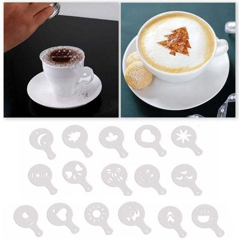 Suklaa shaker cappuccino muotti kahvipainatus malli vaahto spray kakku stensiilit tomusokeri kaakao kahvi työkalusetti