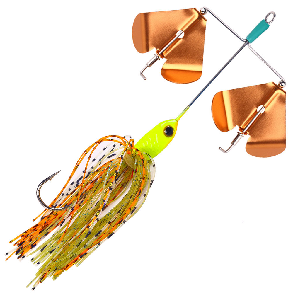 Señuelo de pesca giratorio con cola de lubina, cebo giratorio, Buzzbait, 13,5 cm, 21,5g, plantilla de natación, emisión de alta vibración, Spinnerbait de hoja de alzal: YELLOW