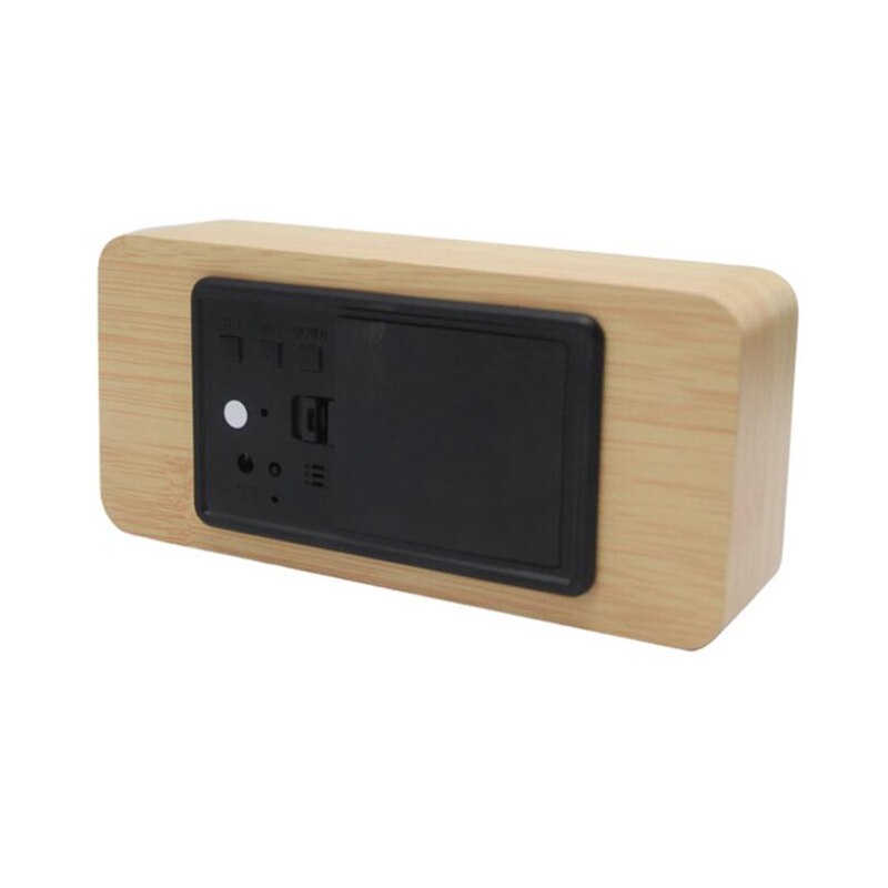 LED Wooden Temperature and Humidity Alarm Clock Table Voice Control Digital Wood Electronic Desktop Clocks Table Decor