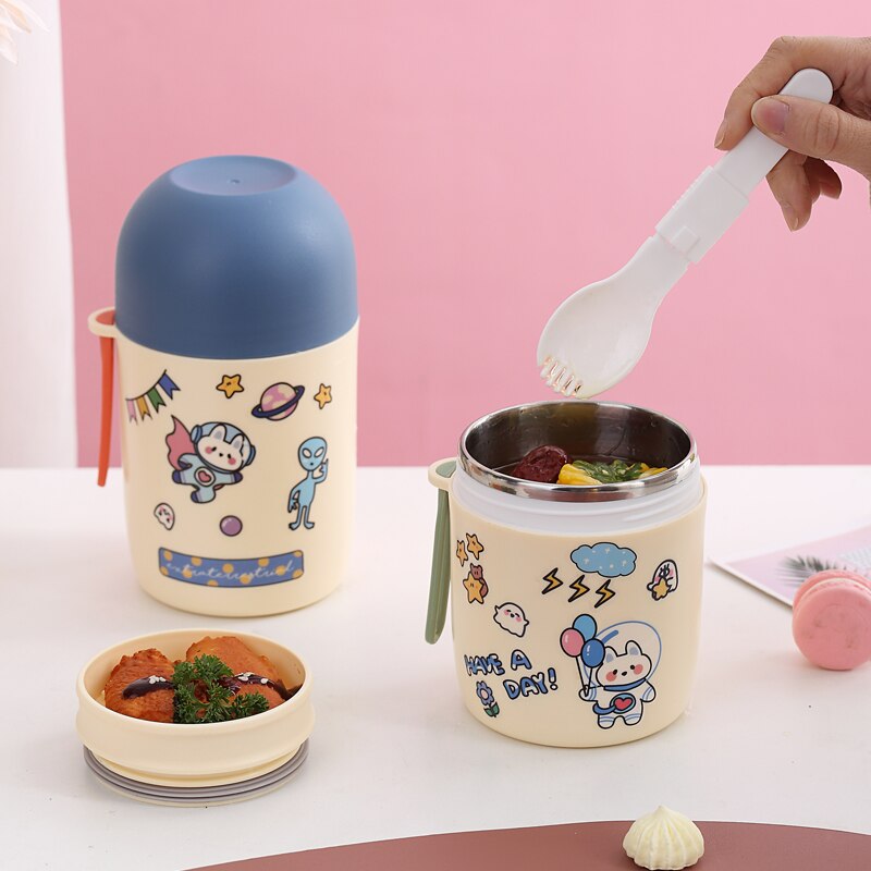 Boîte à déjeuner Thermos de 580ml, conteneurs de soupe alimentaire portables en acier inoxydable, flacons sous vide, boîte à déjeuner pour enfants
