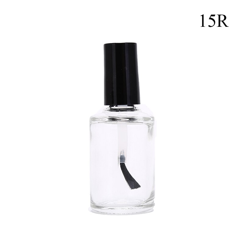 10 Ml/15 Ml Nagellak Glazen Fles Lege Met Een Deksel Borstel Lege Cosmetische Containers Nail Glazen Flessen met Borstel Transparante: 15m round