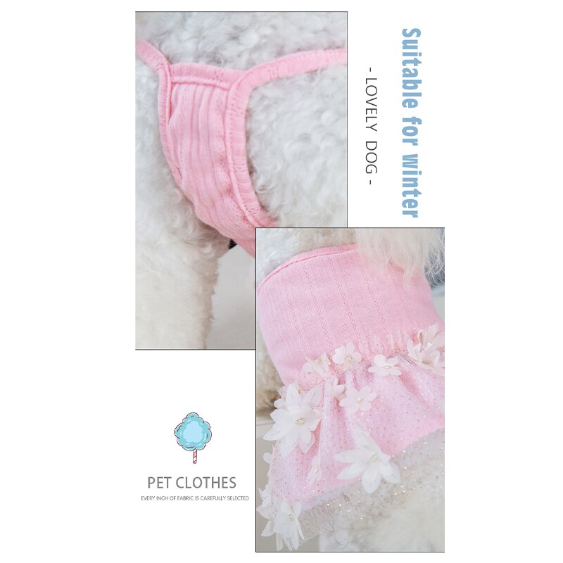 Vestidos de princesa para perro y niña pequeña, falda con tirantes para mascotas, tutú fino de lujo con encaje de flores para cachorros y gatos, Primavera/Verano