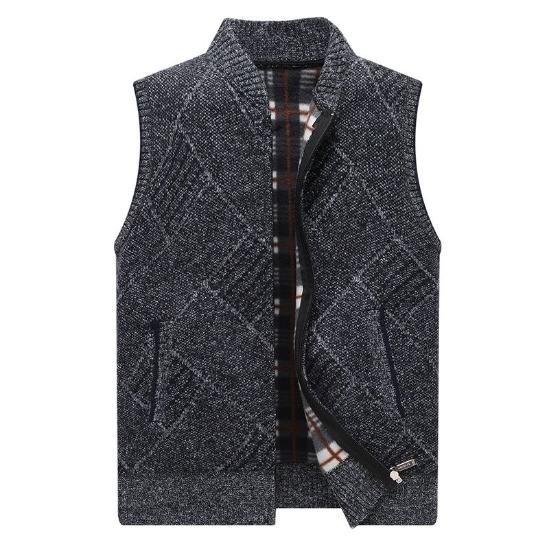 Winter Heren Trui Vesten Dikke Fleece Gebreide Vest Vest Mannelijke Toevallige Trui Vest Voor Mannen Mouwloze Heren Kleding