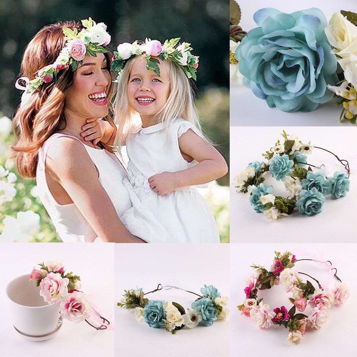 Tiara de cabelo, mãe e crianças, wreath, flor, coroa, acessórios de cabelo, para casamento, 1 peça