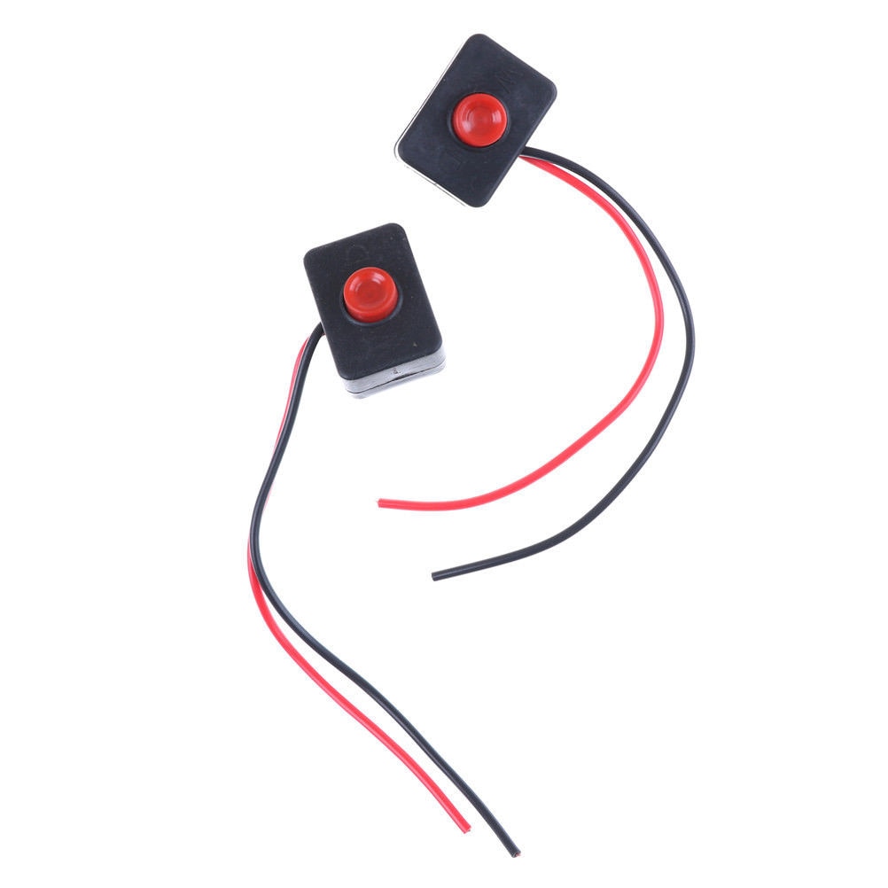 2Pcs Adhesive Base Push Button Action Wired Switch DC 12V 2AA dhesive Base Push Button for Car 3.5 x 2.5 x 15cm/ 1.4" x 1" x 5.9