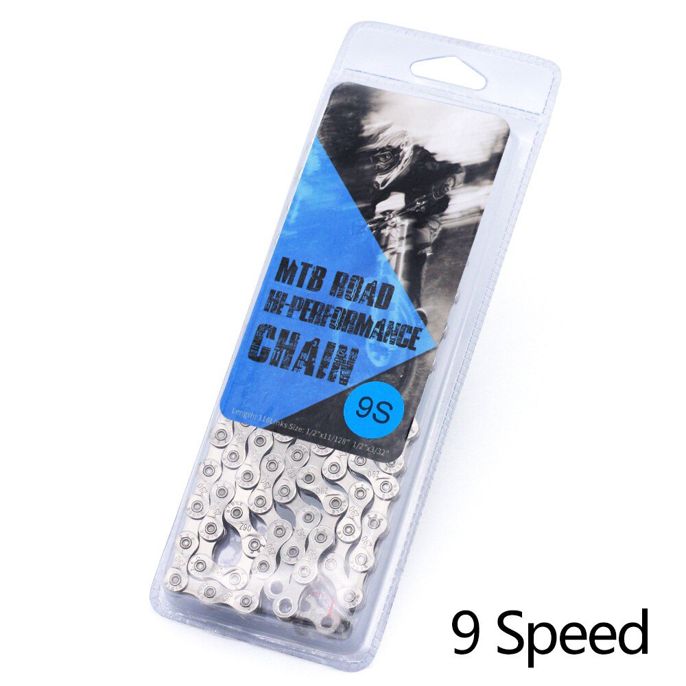 Bicycle accessories mountain bike chain 6-11 speed mountain bike fully electroplated silver chain 24/27/30 variable speed: 9 speed