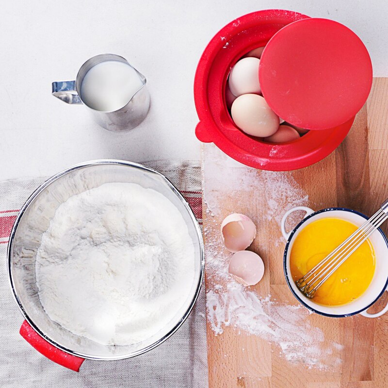 Edelstahl Schüsseln Mit deckel Griff Nicht-Unterhose Silikon Basis DIY Kuchen Backen Rührgerät Schüssel Salat Reibe Küche kochen Werkzeug