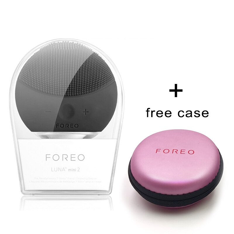 Foreo Mini 2 Limpieza Facial Cleansing Brush FOREO Cleaner With Portable Box,USB Charging,Top , accept: Black With pink box