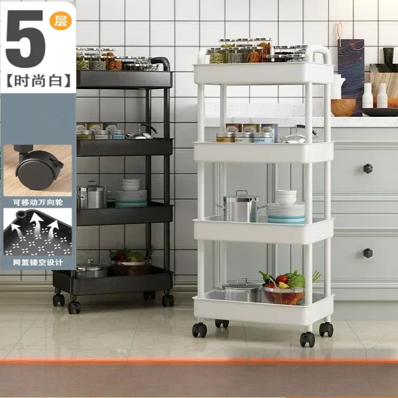 Mobiele opbergwagen Organisator Huishoudelijke snacks Planken Slaapkamer Meerlaagse opbergrekken Woonkamer Keukenwagen met wielen