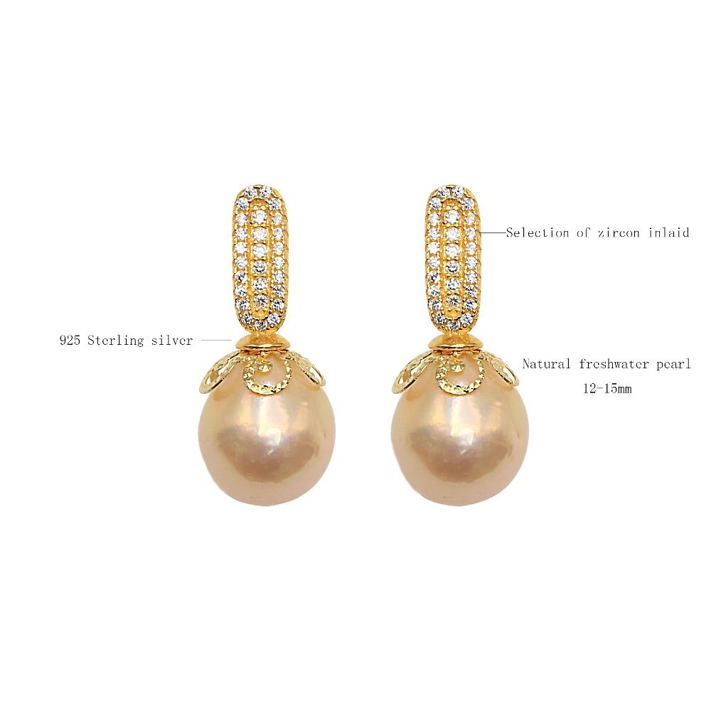 BaroqueOnly Edison pearls 925 Silver LOVELY genuine freshwater pearls stud earrings diamond earrings super shining EF