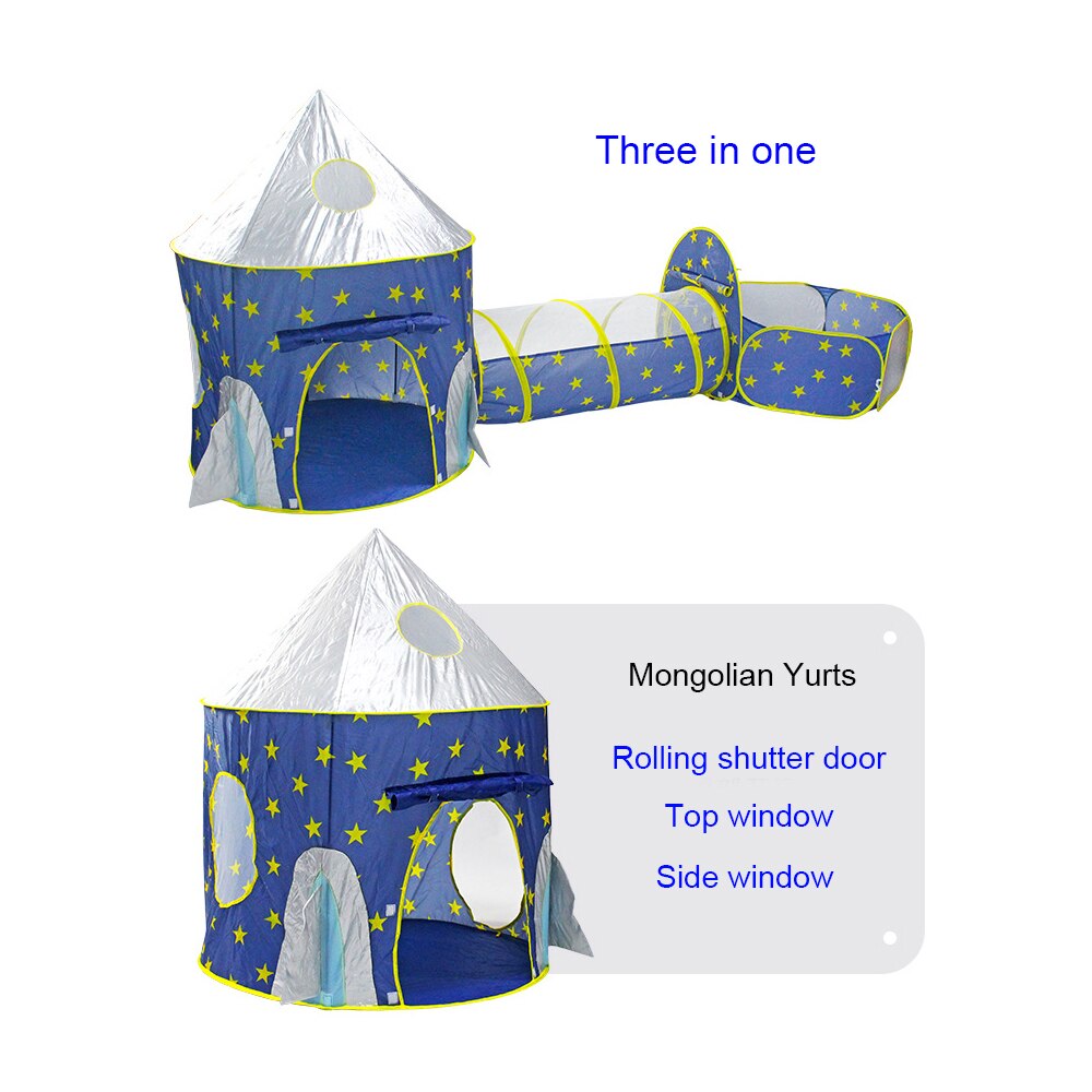 Folding 3 In 1 Spaceship Children&#39;s Tent Tipi Dry Pool Ball Box Rocket Ship Wigwam Tent For Kids Children&#39;s House Ball Pit Tipi