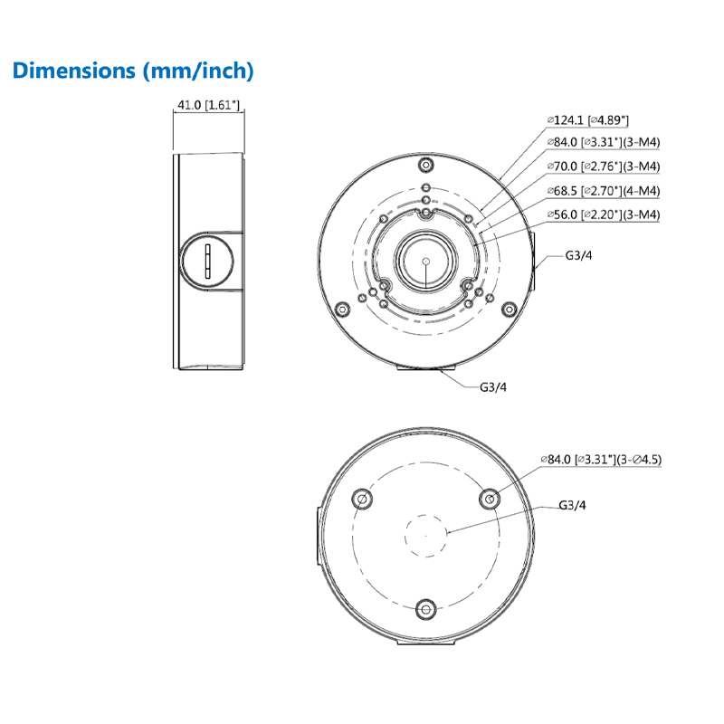 Dahua PFA130-E Waterdichte aansluitdoos Aluminium Wit Zwart Camera Mounts IP66 Beugel Voor Dahua Bullet Camera Torentje Camera