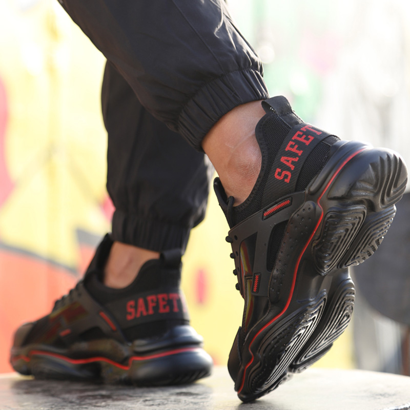 Zapatos de seguridad transpirables para hombre, botas de trabajo indestructibles, con punta de acero, a prueba de perforaciones