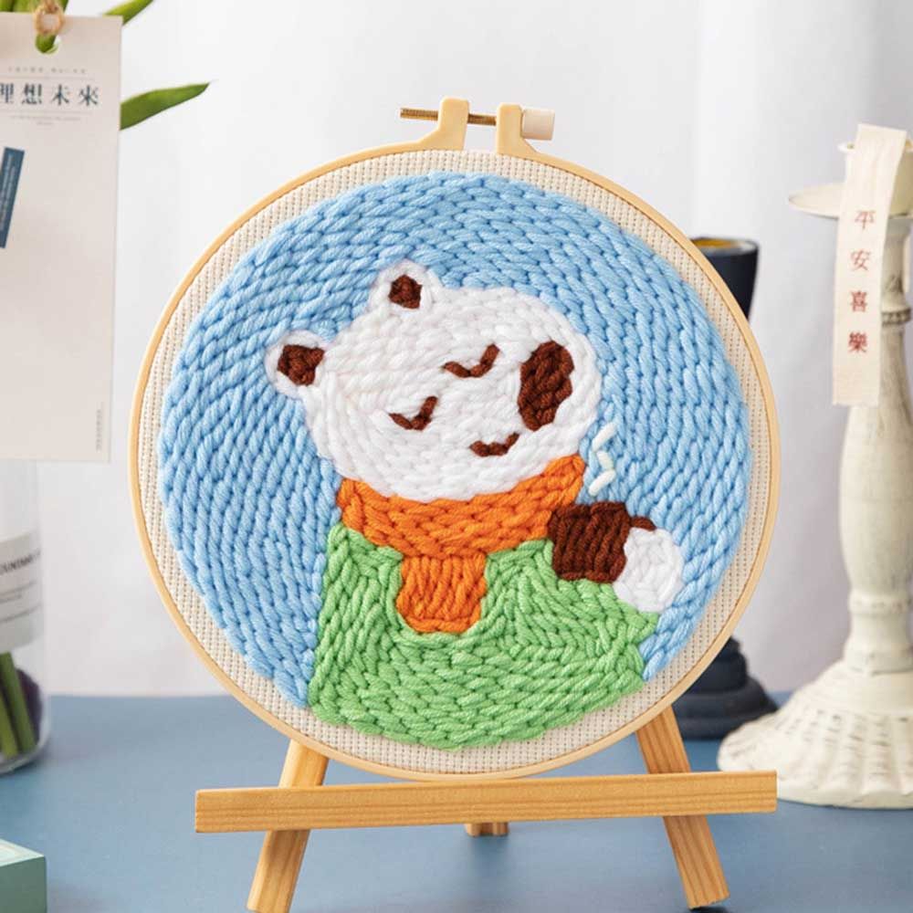 Kit de bordado de dibujos animados con hilo, costura artesanal para principiantes, Kits de aguja de punzón para bordado, decoración de punto de cruz hecha a mano