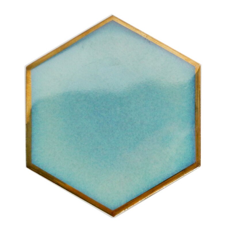 1 st nordisk hexagon guldpläterad keramisk bordstablett värmeisolering underlägg porslinsmattor underlägg bordsdekoration: Grön