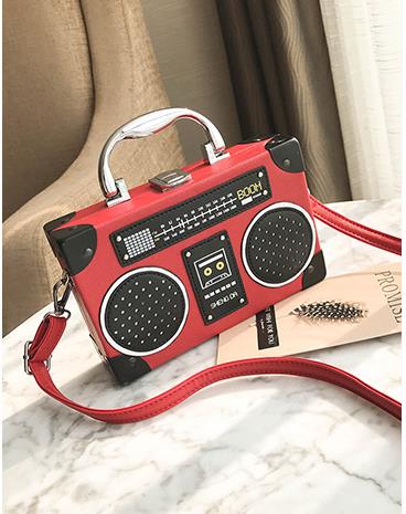 Black Radio Style Shoulder Bag Box Handbags Women&#39;s Purses Party Clutch Bag Crossbody Bag Pu Leather: red