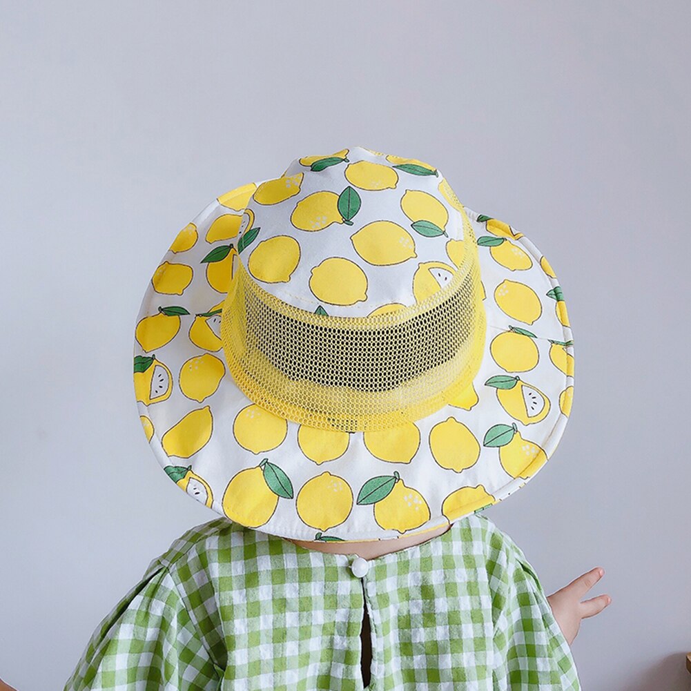 Sommer børn solhatte unisex frugt print bred skygge mesh hat uv beskyttelse hat udendørs strand visir cap til børn solhat