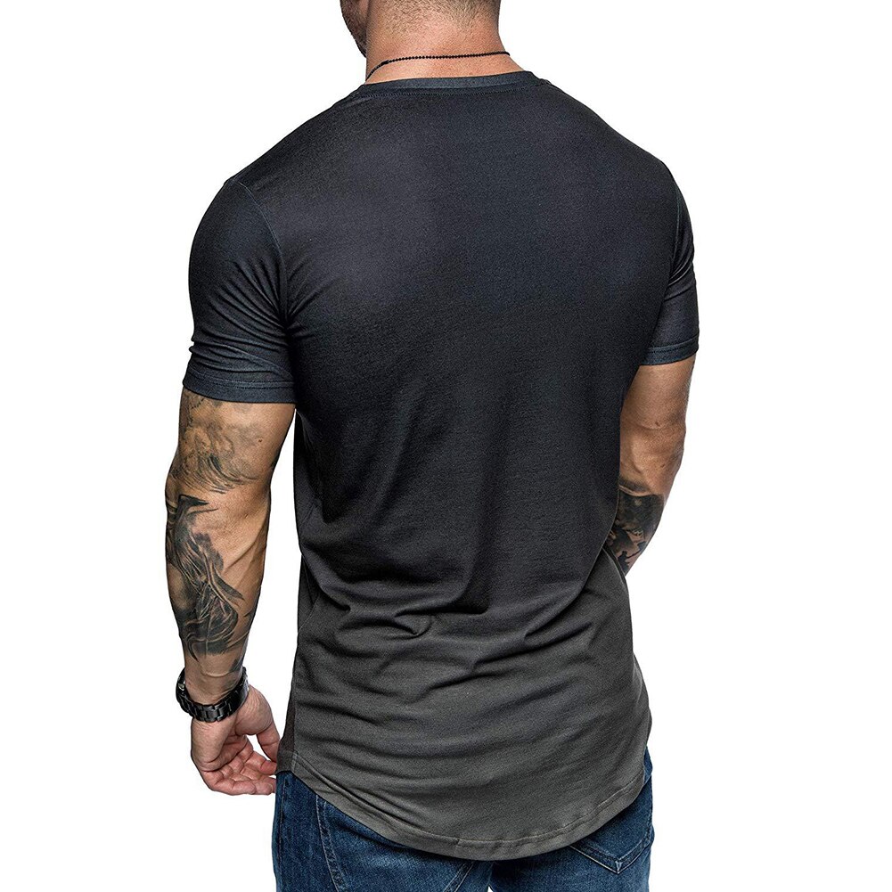 Men's Graphic Print Black Short Sleeves Round Neck Relaxed Fit T-Shirt