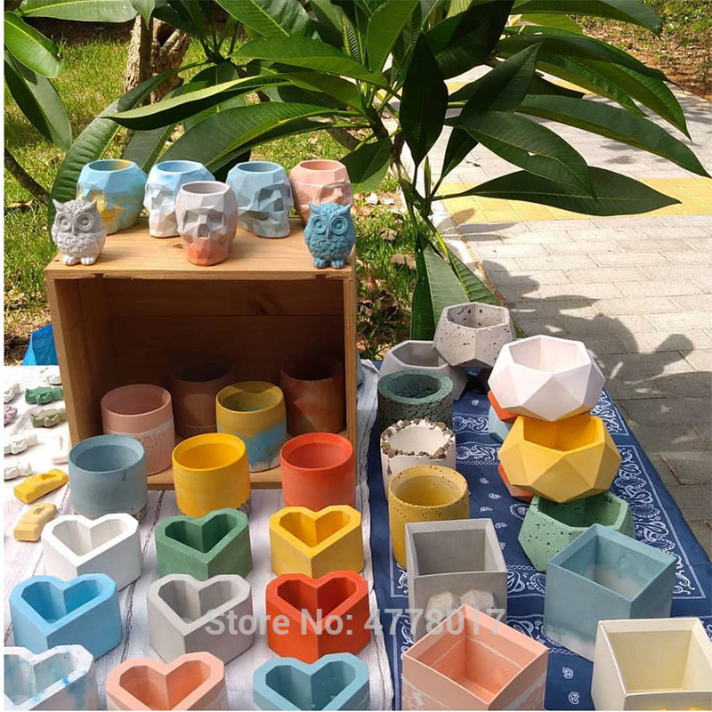 Diamond beton siliconen mallen Vele vormen Uil mallen voor cement cactus pot ambachten klei gips mold siliconen vormen