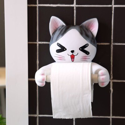 Grijze Hond Toiletrolhouder Wc Hygiëne Hars Lade Gratis Punch Hand Tissue Doos Huishoudelijke Papieren Handdoek Houder Reel Spool apparaat: 3