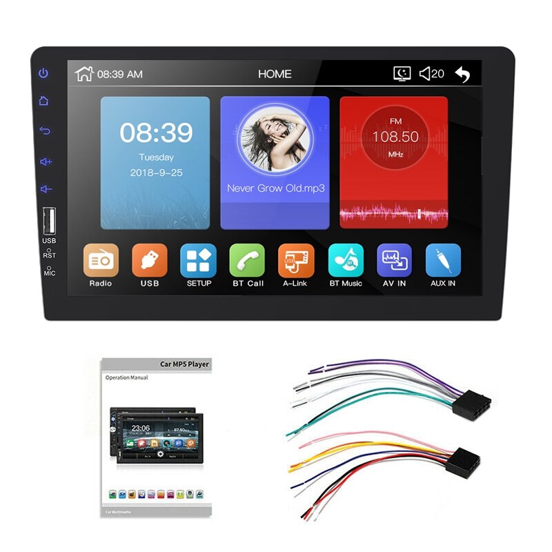 9Inch 1Din Car MP5 Player Press Sn FM Radio Bluetooth USB AUX Mirror Link