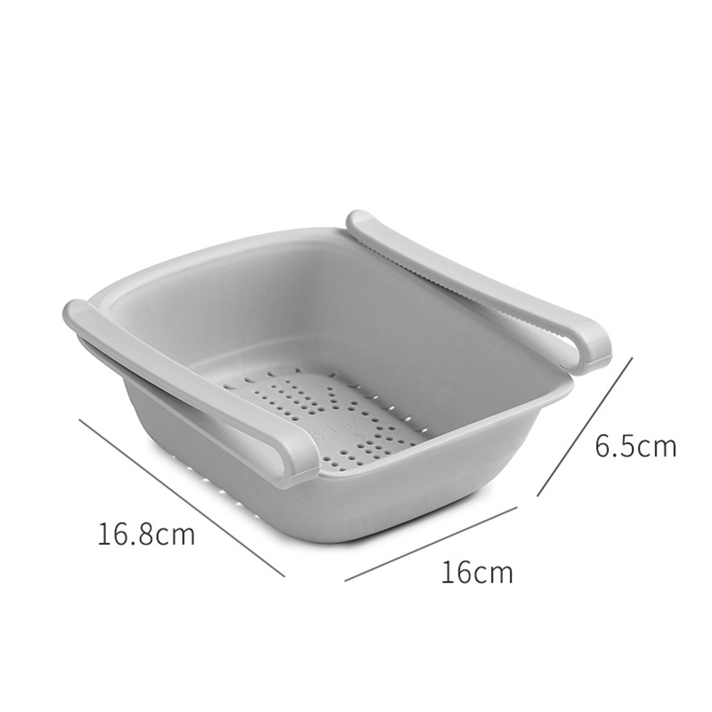 Adjustable Refrigerator Storage Busket Rack Shelf Fridge Drawer Shelf Kitchen Organizer Fruit Vegetable Washing Basket: Grey B