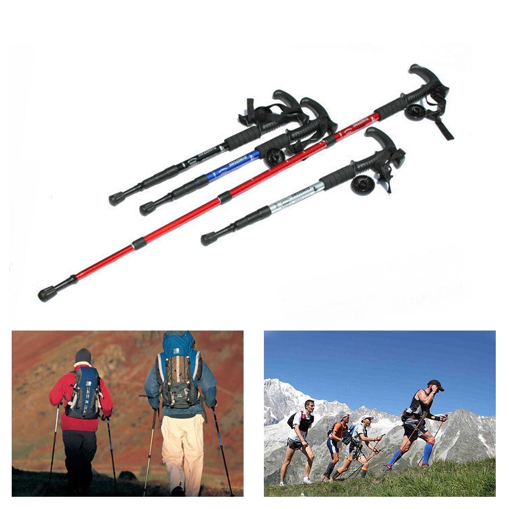 Anti Shock Trekking Pole Ultralight Wandelstokken Verstelbare Wandelen Canes Telescopische Kruk 4 Sectie Verstelbare Camping Gereedschap