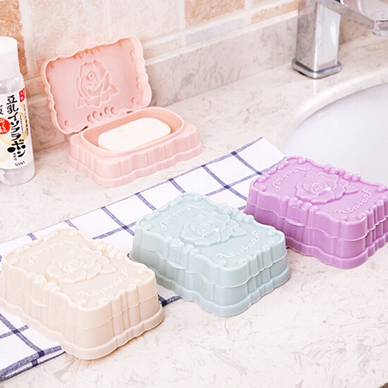 Rose Gesneden Draagbare Zeep Box Case Holder Container Wassen Stofdicht Zeep Case Home Badkamer Accessoires Zeepbakje Opslag case