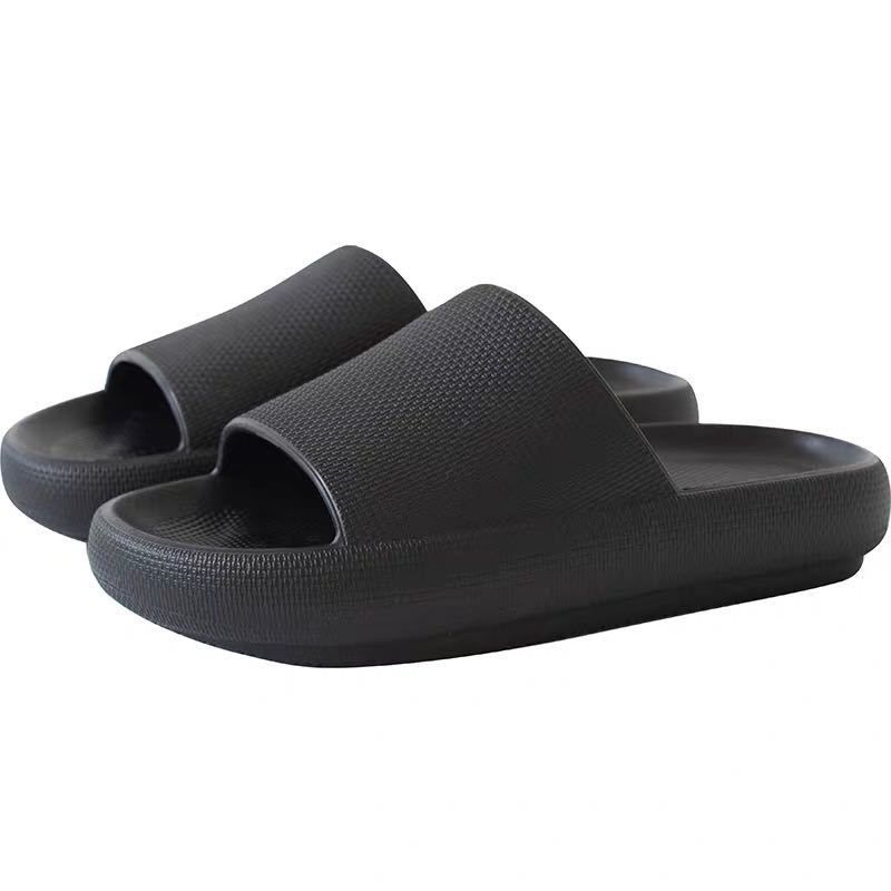 NYCOOL 4.5cm Thick Sole House Slippers Men Women Non-slip Bathroom Footwear Boys Girls Lovers Flip Flops Summer Beach Sandals: Black / 40-41 inner L 25.5cm