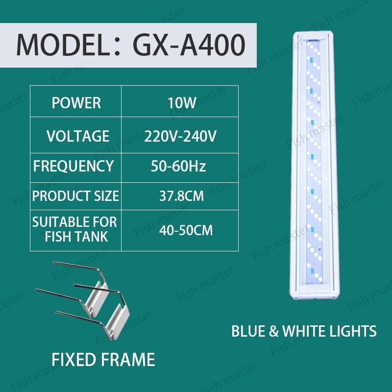 Fish tank light led light aquarium full spectrum brightening waterproof lighting grass tank light energy grass lamp: 40CM white and blue