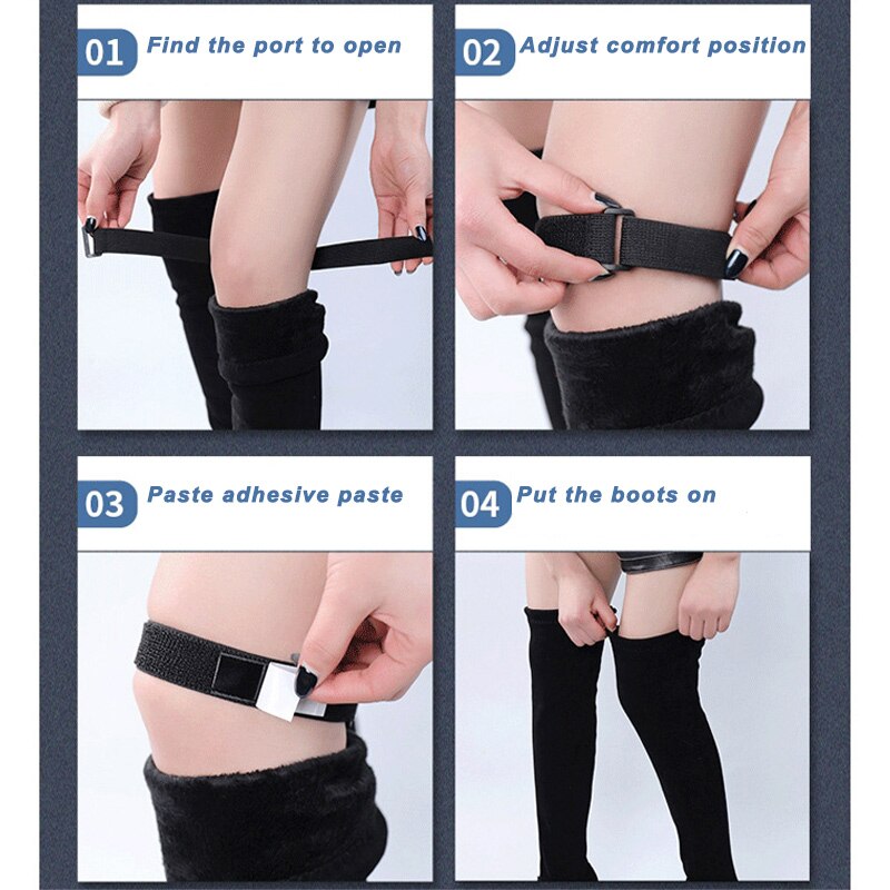 Vrouwen Laarzen Riem Anti Slip Schoen Veters Verstelbare Rug Plakband FK88