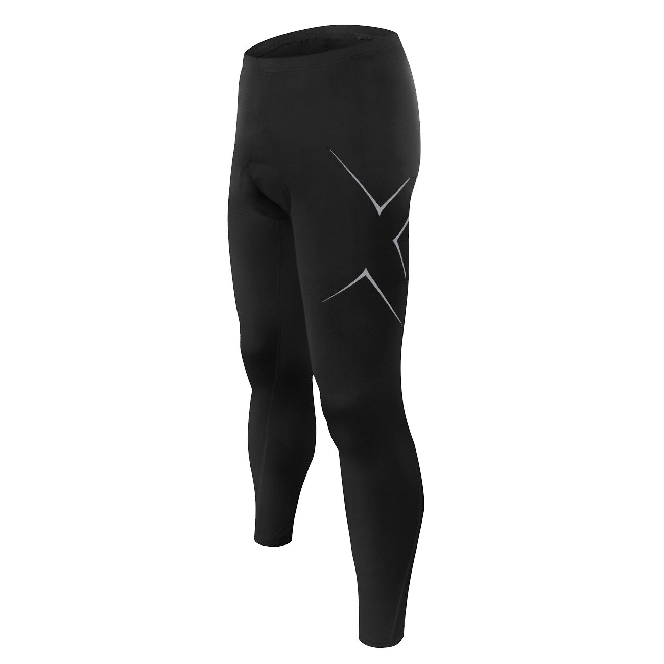 Pantalones largos de ciclismo para hombre, medias de compresión transpirables acolchadas con Gel 3D, longitud completa: Negro / XXXL